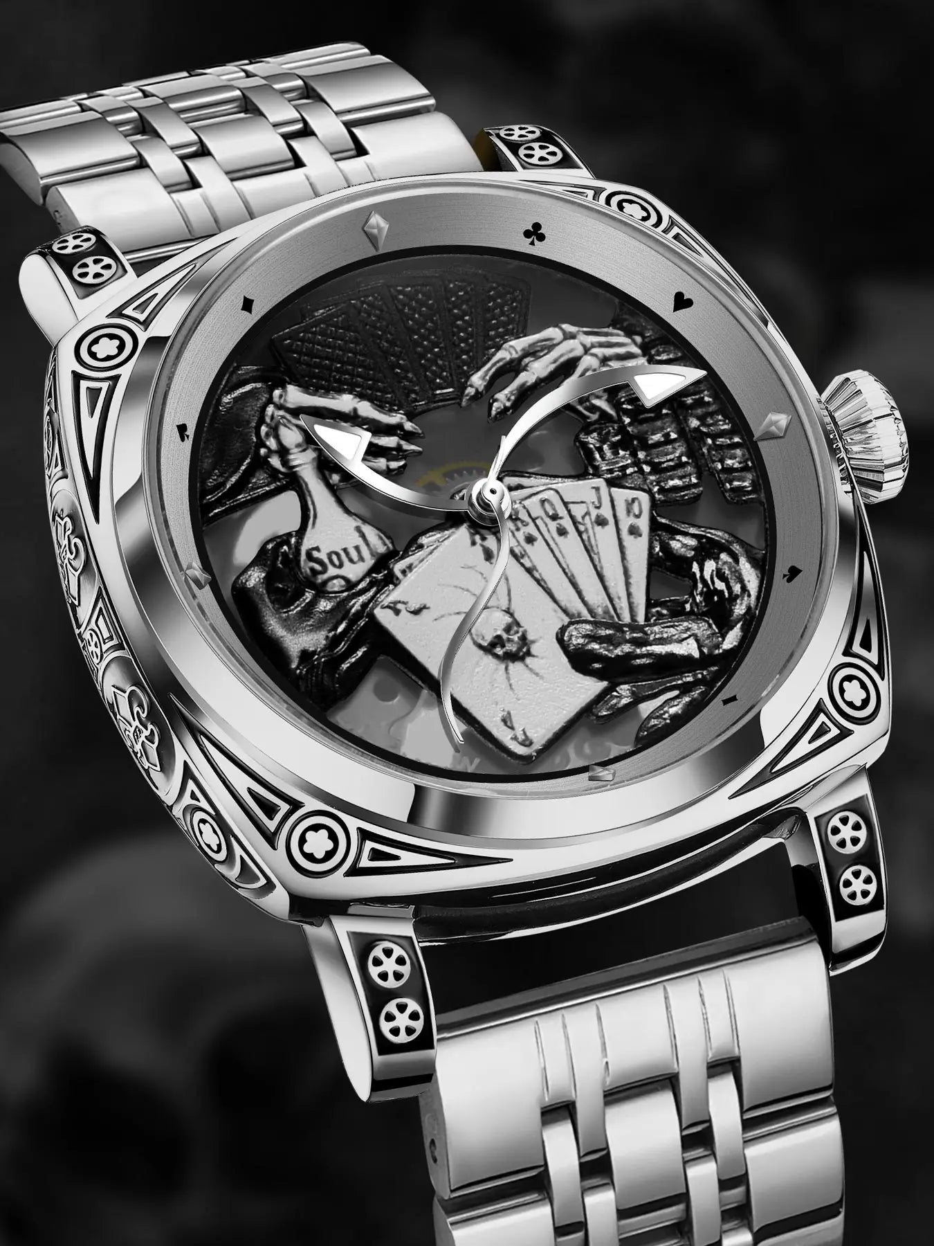 Glenaw Poker Series Top Brand Luxury Fashion Personalized Fully Automatic Mechanical Gold Watch Men's Waterproof Watch