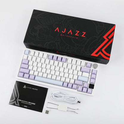 Teclado mecânico Ajazz AK820 Pro 75% com montagem gasket, Bluetooth 5.1/2.4G sem fios/com fios e ecrã TFT para Mac/Win