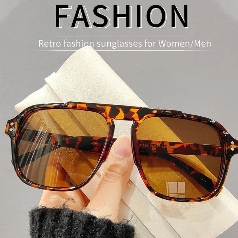 Fashion Female Sun Shades Eyewear Men Women Fashion Double Beam Sunglasses Vintage Outdoor Travel Driving UV400 Goggles