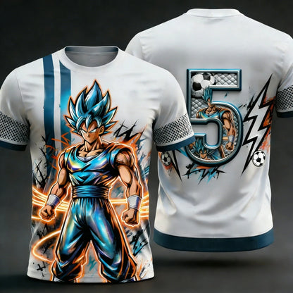 2026 Summer New Adult Men's Dragon Ball Goku 3D Printed Special Football Jersey Numbers 1 To 10 Kids Anime T-Shirt Unisex Y2k