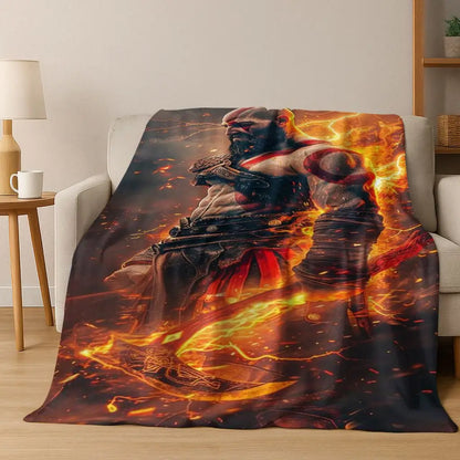 Classics God of War Kratos 3A Game Gamer Flannel Blanket,Warm and Cozy Soft Throw Blanket for Home Bedroom Bed Sofa Kid Gift