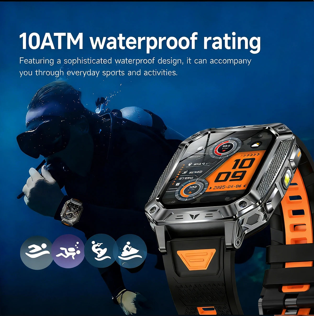 2026 TANK New 1400mAh Military GPS Smart Watch Men 2.01" AMOLED Screen 10ATM Waterproof Clock SOS Call Flashlight Smartwatch iOS