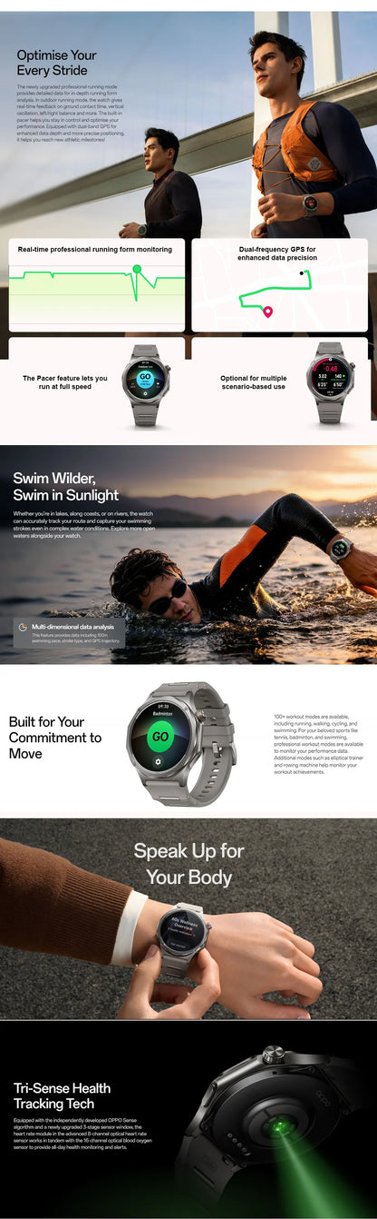 EU version OPPO watch X3 smartwatch Wear OS by Google Sleep 16-Day Battery Life SpO2 Blood Oxygen Monitoring IP69 Google Wallet