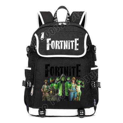 Fortnites Large Capacity Backpack Casual Shoulder Bag with USB Port Unisex Anime Students Schoolbag New Stylish Stationery Gift