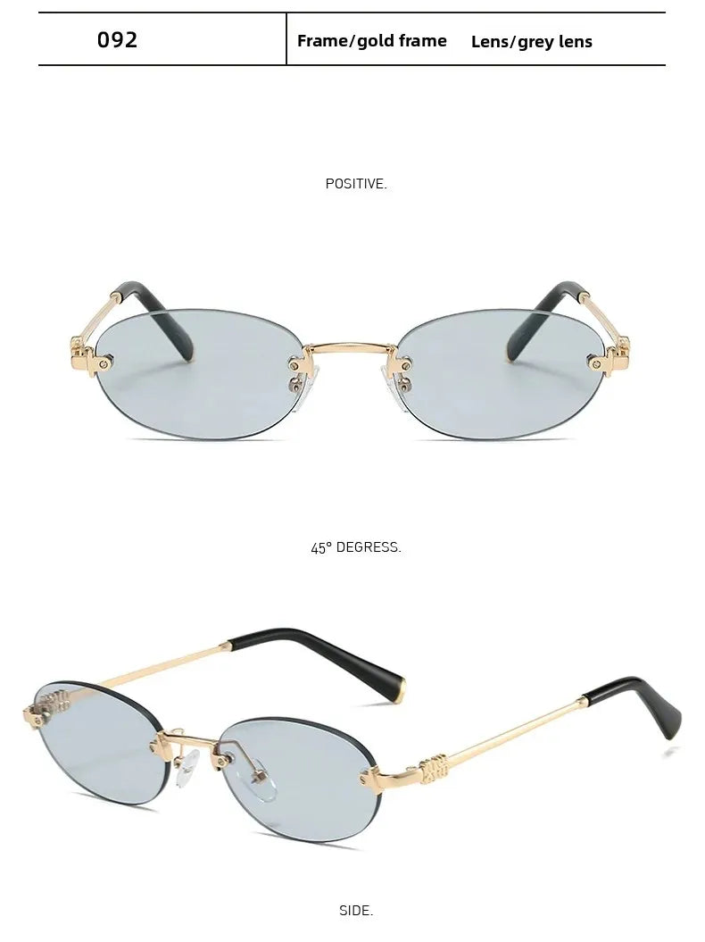 Frameless Ellipse Sunglasses, UV400 Protection Lightweight Design, Fashionable for Daily Wear & Outdoor