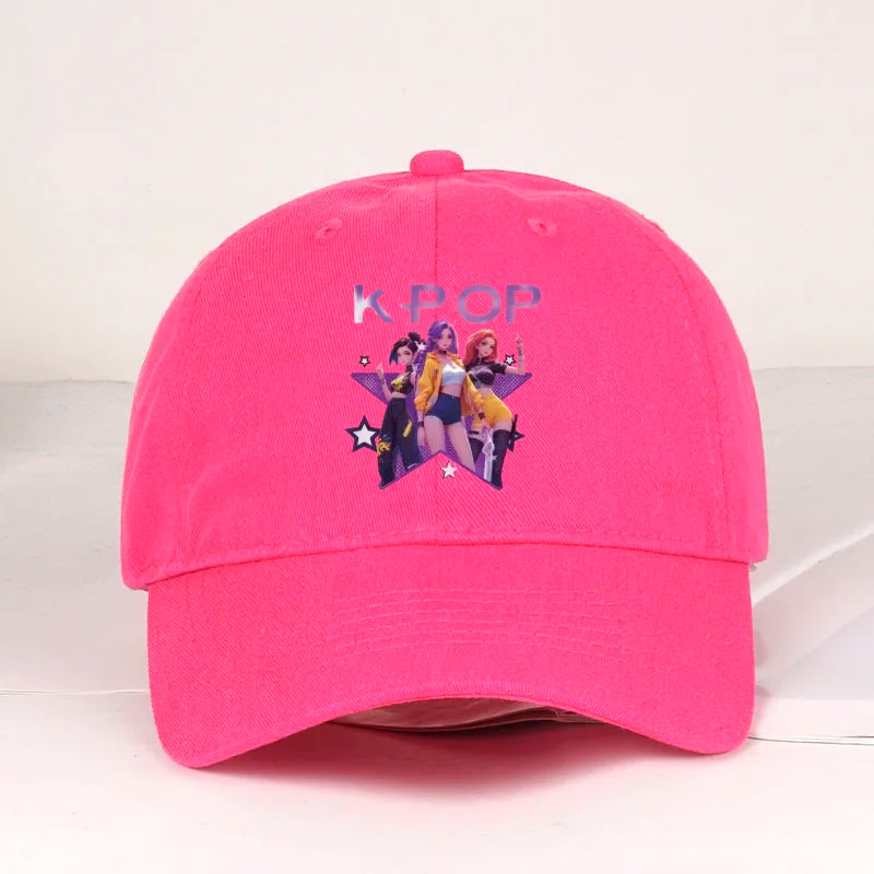 K-POP Cartoon Girl Group Star Print Soft-Peak Baseball Cap - Unisex Casual Retro Adjustable Dad Cap - Y2K Sun Hat
