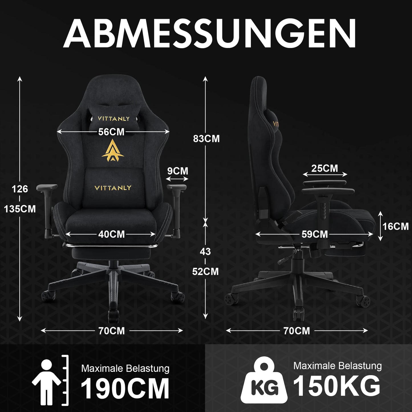 HAPIHAPPY Fashion Gaming Chair Genuine Computer Office Chair with Pocket Spring Cushion Linkage Armrests and Footrest Game Chair