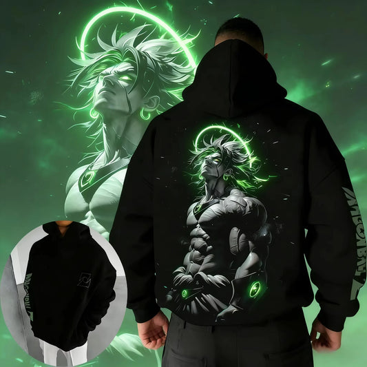 New Dragon Ball Z Broly Neon Halo Art Printed Hoodie Sweatshirt Men's and Women's Hoodie Men's Tops Sports Hoodie Y2K Hoodie