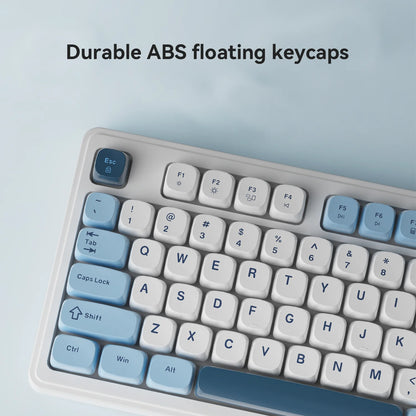 Teclado AJAZZ AF98 com/sem fios, sensação mecânica, para escritório, bateria de longa duração, três modos, iluminação mista RGB, teclas em ABS, ergonómico