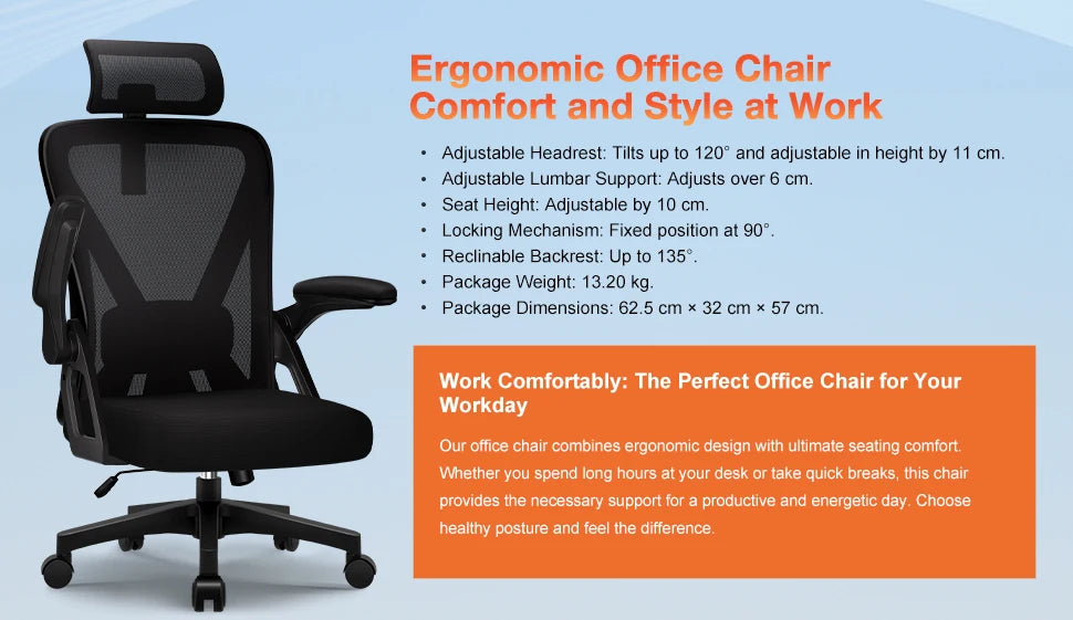 Office Chair Ergonomic Reclining 90°-135°,Desk chair with Lumbar Support,Computer chair Adjustable Headrest,living room chairs