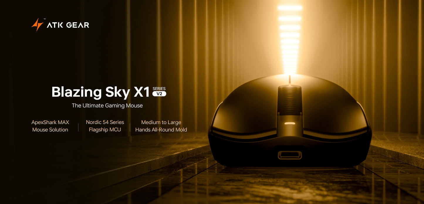 Mouse wireless ATK Blazing Sky X1 V2 Ultimate Dual Mode ultraleggero PAW3950 Ultra Dual 8K HZ a bassa latenza con ergonomia personalizzata