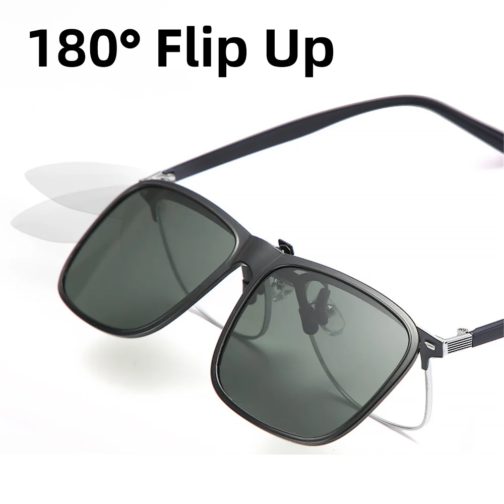 VIVIBEE Polarized Flip Up Clip On Sunglasses for Driving Dark UV400 Photochromic Anti Glare Lens Sun Glasses Car Driver