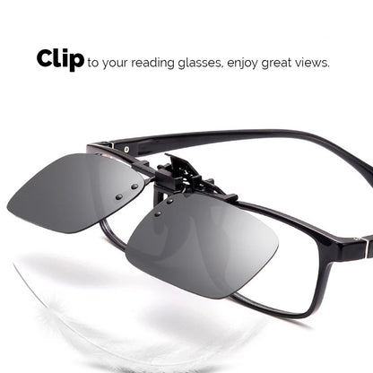 VIVIBEE Men Polarized Flip Up Clip on Sunglasses Black Driving UV400 Women Square S M L Goggles Night Vision Fishing Glasses