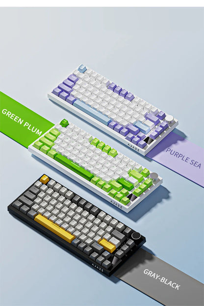 Teclado mecânico AJAZZ AK820 com layout compacto de 70%, iluminação RGB, switches hot-swappable, ligação com fios, sem fios e Bluetooth