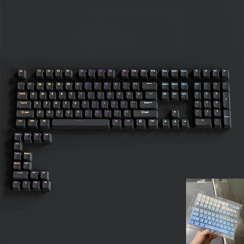 Conjunto de 133+ teclas OEM em gradiente para teclado mecânico gaming com switches Cherry MX, PBT retroiluminado RGB, layout ISO