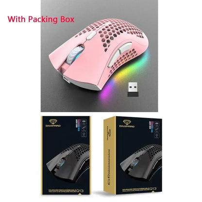 BM600 Wireless Gaming Mouse USB 2.4GHz Rechargeable RGB Wireless Mouse, Ergonomic Honeycomb Optical Mouse for PC, Laptop & Office