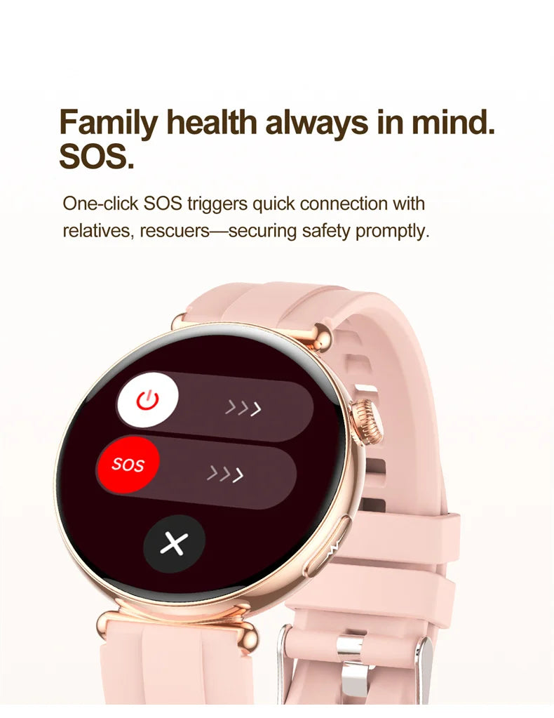 New 1.32inch Smart Watch For Women Health ECG Health Lady Watches Full Touch Screen Call Custom Dial Diamond Strap Smartwatch