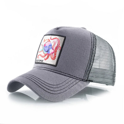 Czapka baseballowa unisex z naszywką z ośmiornicą dla mężczyzn i kobiet – czapka typu snapback na cztery pory roku, czapka typu trucker, czapka sportowa na świeżym powietrzu, oddychająca, codzienna