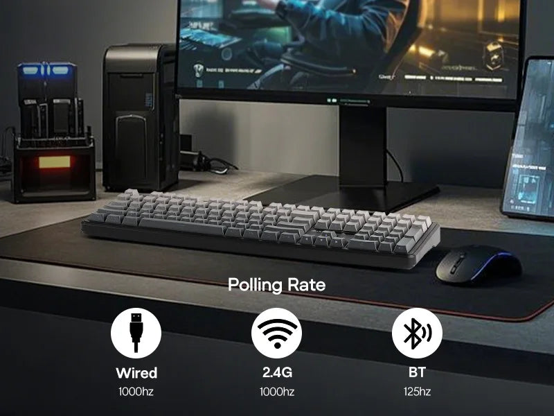 EPOMAKER x AULA F108 Full Size 100% ANSI Layout Hot-Swap Wired/2.4GHz/Bluetooth 5.0 Wireless Mechanical Keyboard RGB Backlight