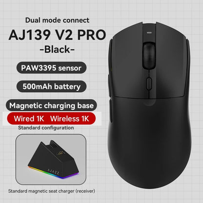 AJAZZ AJ139 Pro belaidė žaidimų pelė PMW3395/PAW3311, 26000 DPI ultralengva įkraunama belaidė žaidimų pelė, skirta kompiuteriui, nešiojamajam kompiuteriui ir e. sportui
