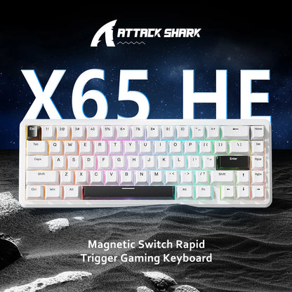 Teclado Gaming com Fios ATTACK SHARK X65 HE com Switches Magnéticos, Rapid Trigger, 65% e Taxa de Polling de 8000 Hz