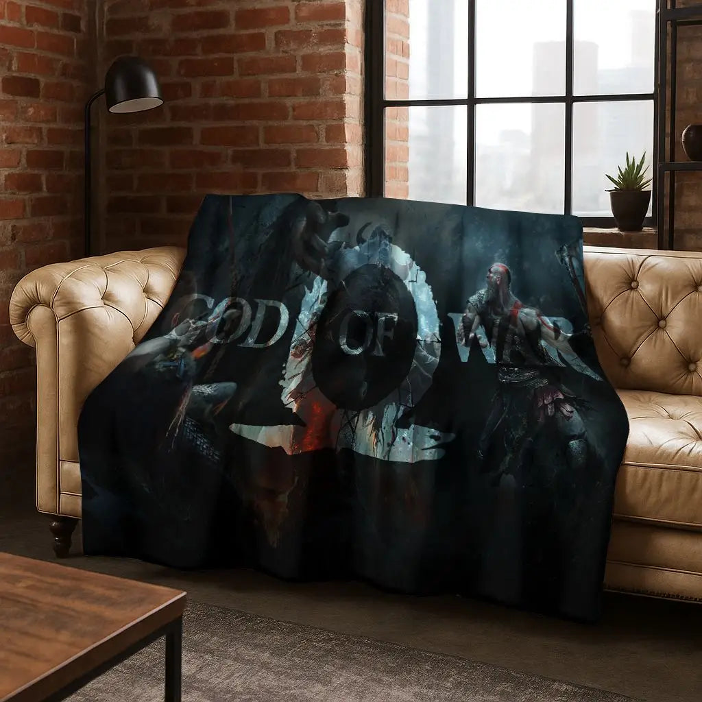 Classics God of War Kratos 3A Game Gamer Flannel Blanket,Warm and Cozy Soft Throw Blanket for Home Bedroom Bed Sofa Kid Gift