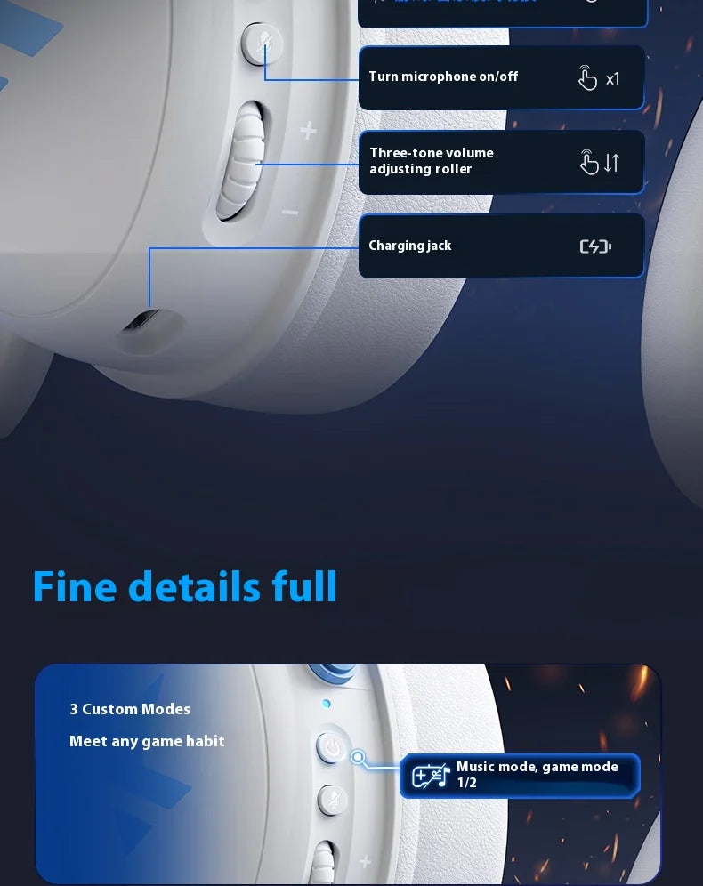 MCHOSE V9 Pro Wireless Bluetooth Headset with Tri-Mode Mic Noise Reduction Dynamic Sound And Low Delay Office And Gaming Gifts