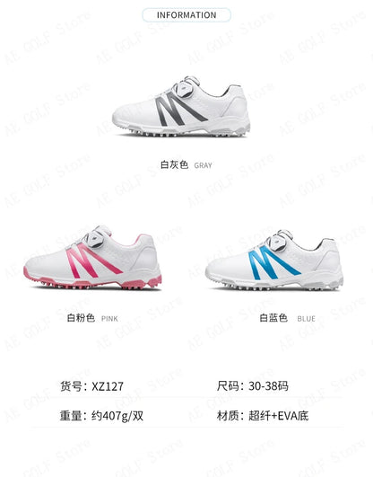 PGM Boys Girls Golf Shoes Light Weight Soft and Breathable Waterproof Anti-slip Universal Outdoor Sports Shoes XZ127