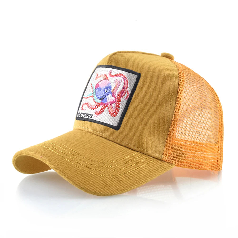 Czapka baseballowa unisex z naszywką z ośmiornicą dla mężczyzn i kobiet – czapka typu snapback na cztery pory roku, czapka typu trucker, czapka sportowa na świeżym powietrzu, oddychająca, codzienna