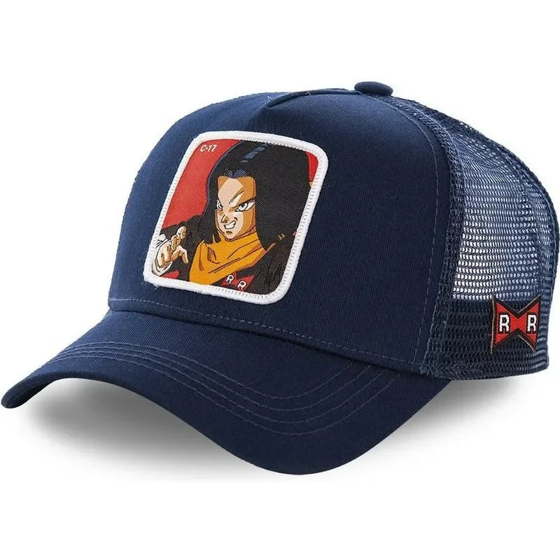 Dragon Ball Buu Goku sapka Nyári utazós csúcsos sapka Férfi hímzett hip-hop stílusú napellenzős állítható trucker hálós sapka