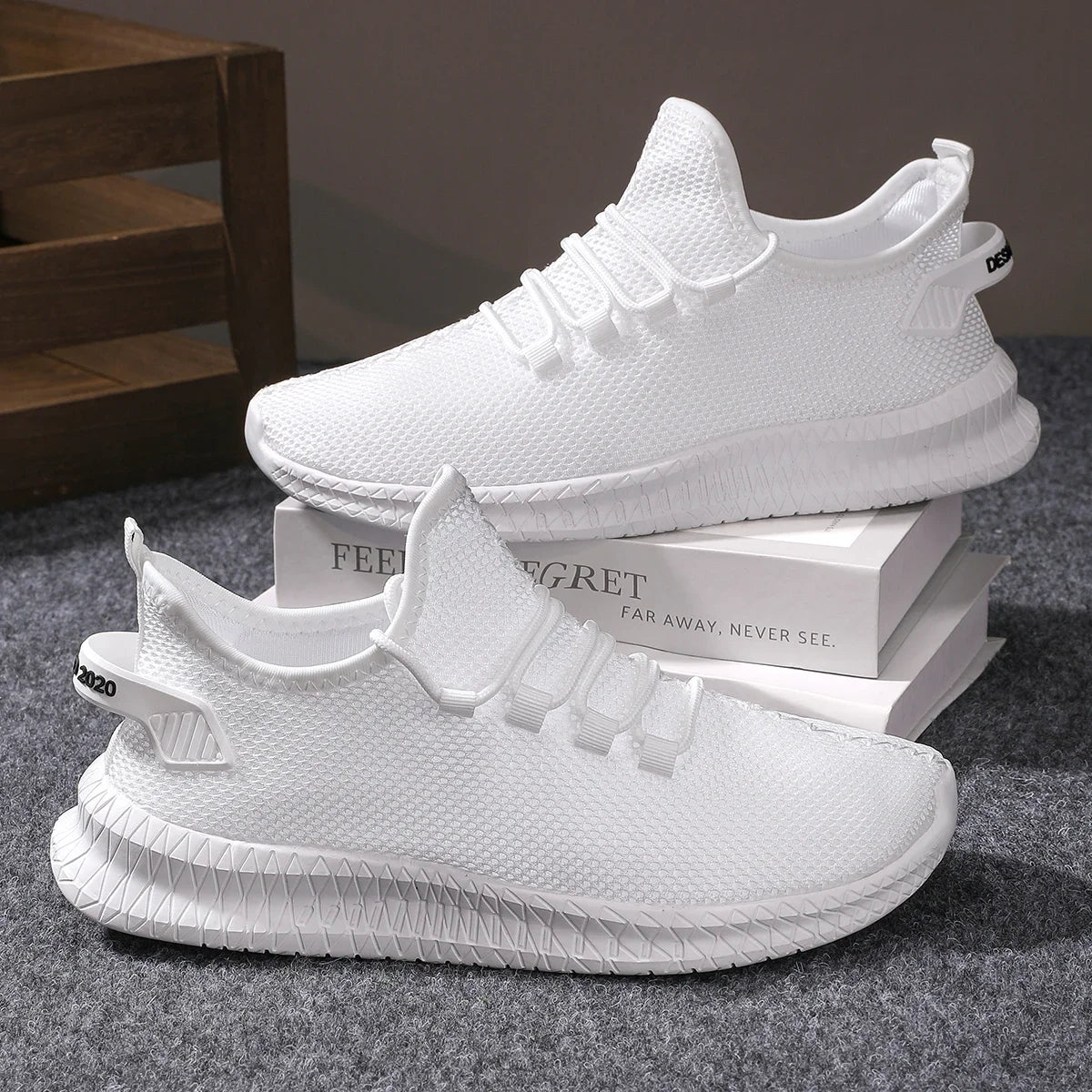 Men's Non-Slip Casual Sneakers Breathable Outdoor Jogging Training Hiking Sports Running Outdoor Weave Knit Lace Up Shoes