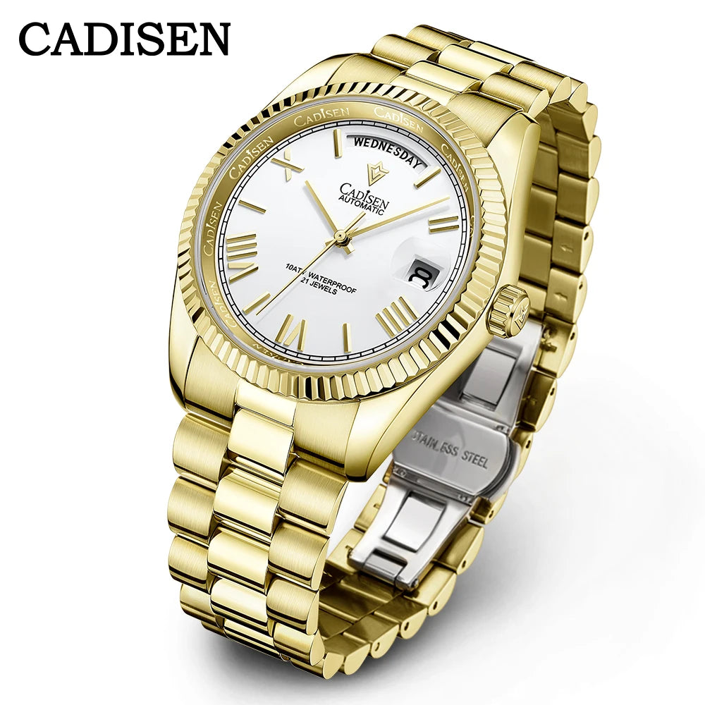 NEW 2025 CADISEN Men's Mechanical Watches Luxury Meteorite Dial Automatic Watch For Men Week 100M Japan MIYOTA 8285 Clock Man