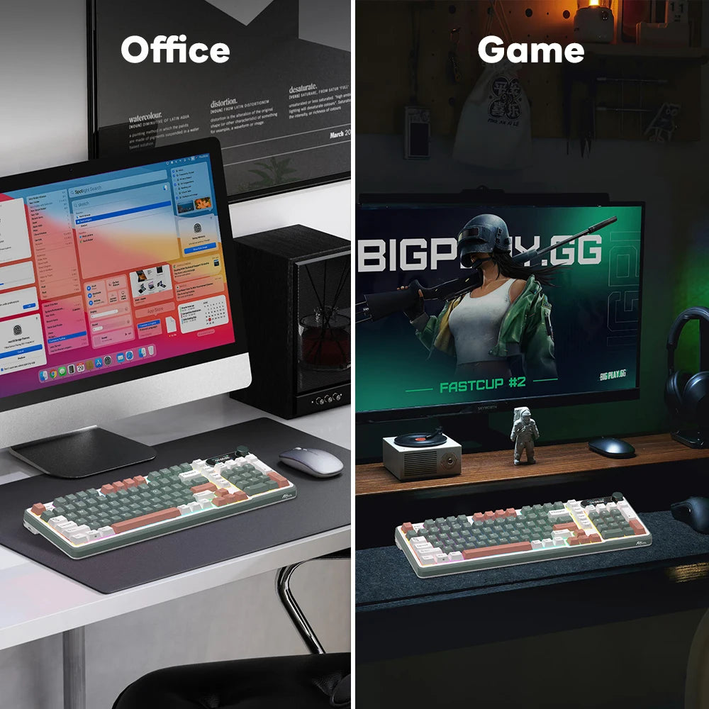 RK S98 ROYAL KLUDGE Top Mount Mechanical Keyboard TFT Screen Knob 96% RGB Backlit Tri-mode Wireless Gaming Keyboard PBT Keycaps