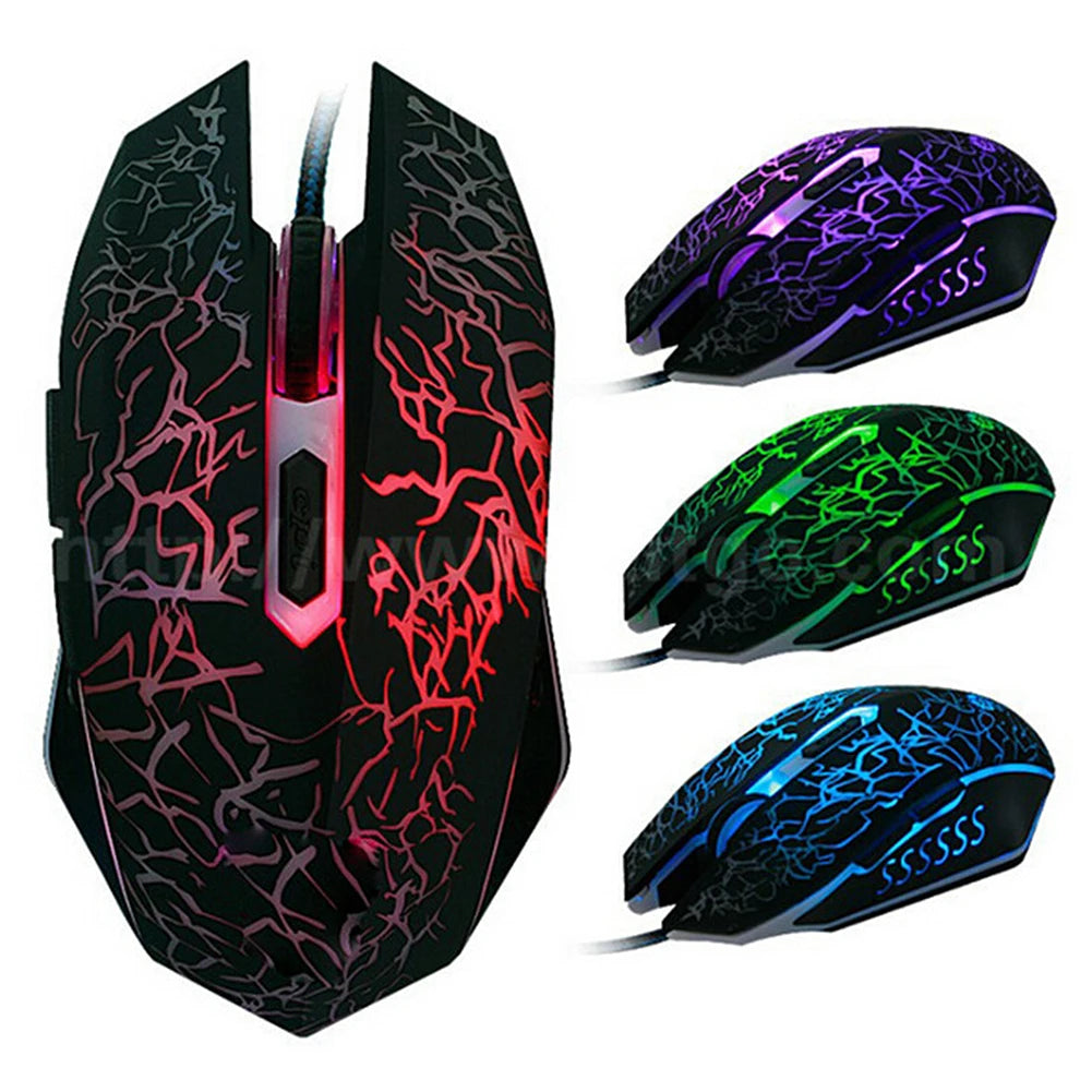 2400 DPI laidinė USB žaidimų pelė su RGB LED apšvietimu, ergonomiška kompiuterio pelė, skirta asmeniniams kompiuteriams, nešiojamiesiems kompiuteriams ir „MacBook“, profesionali 6 mygtukų optinė žaidimų pelė