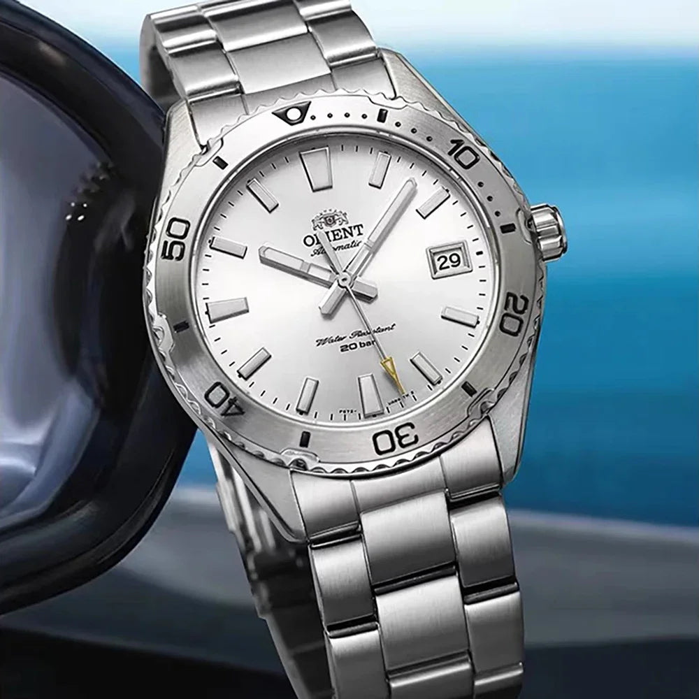 Original Orient Automatic Mechanical Watch 200M Water Resistant Unidirectional Bezel Black Dial Men's Sport Diver Watch