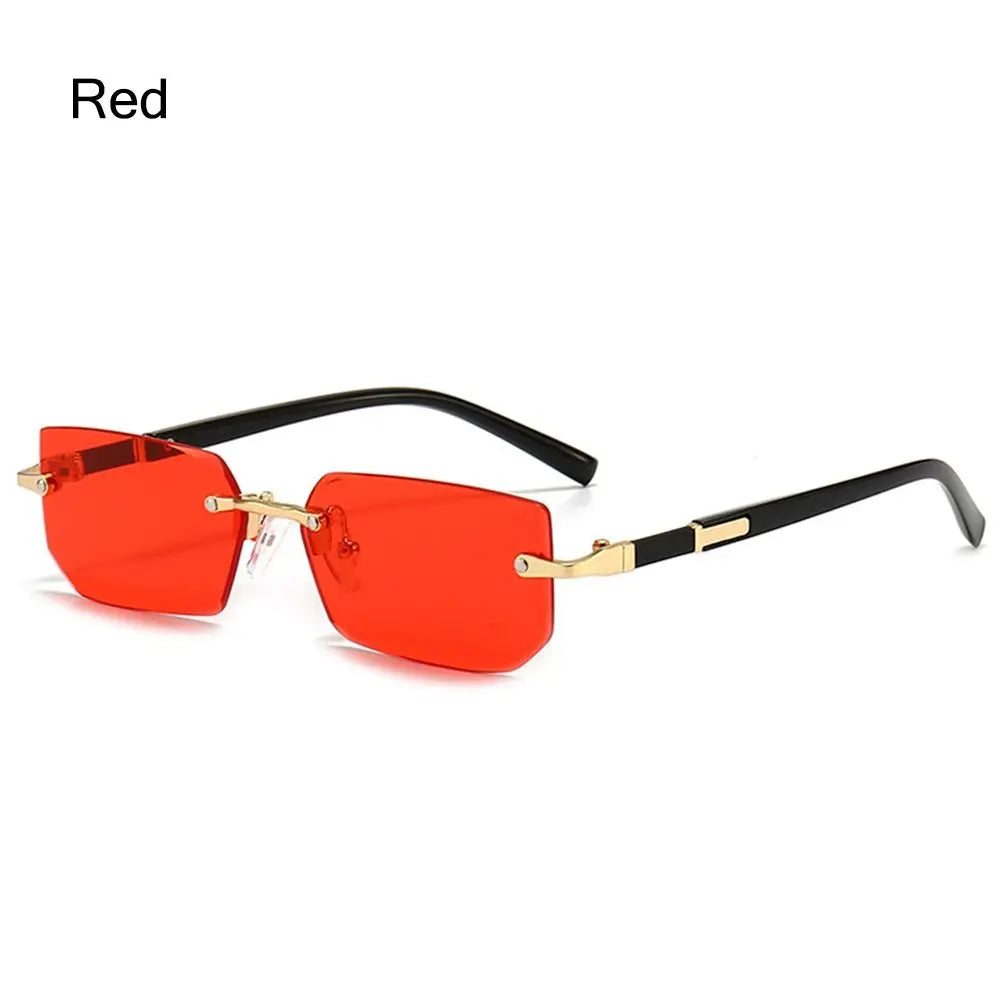 Retro UV400 Protection Rimless Rectangle Sunglasses Y2K Shades Frameless Sun Glasses for Women & Men
