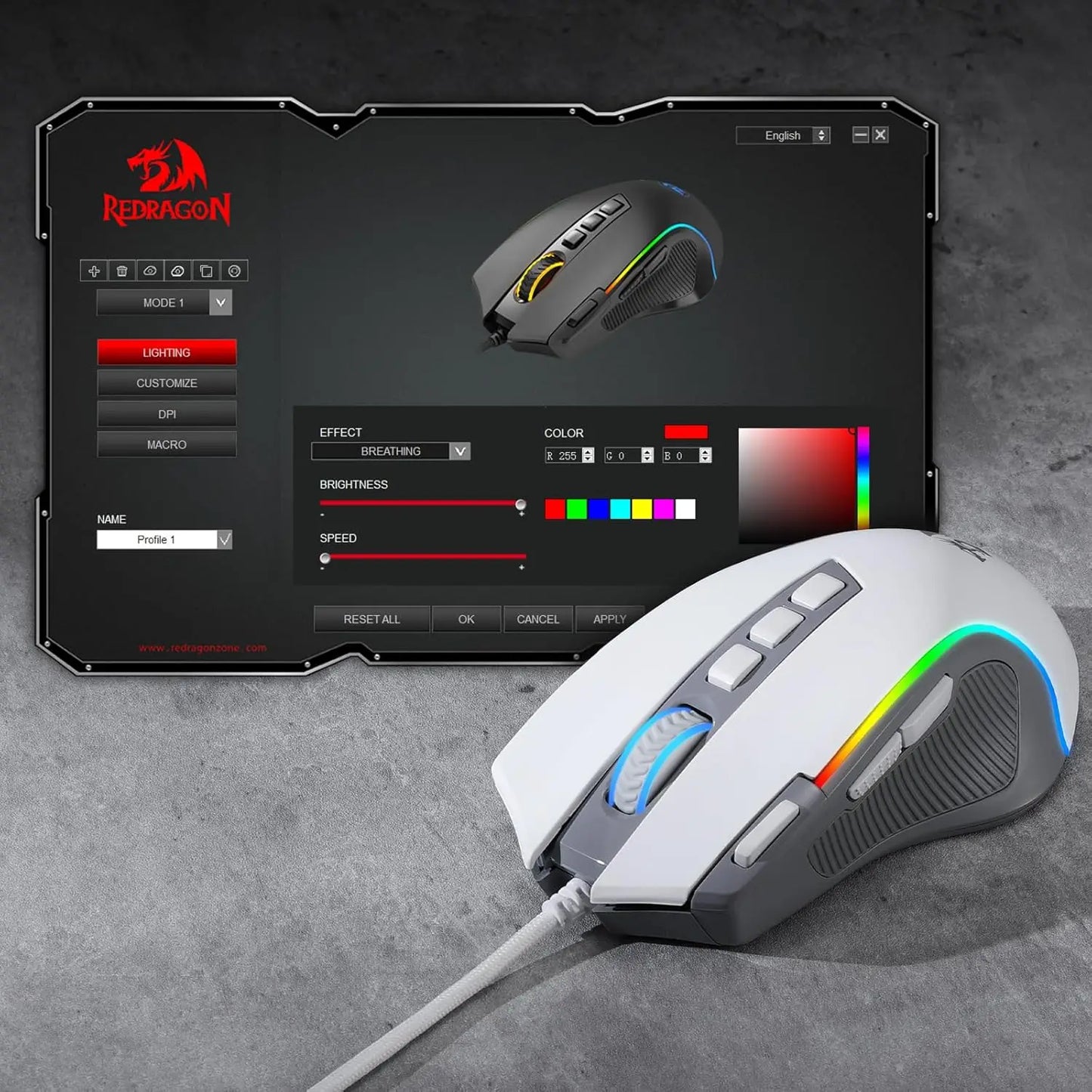 Redragon M612 RGB Gaming Wired Mouse, 8000 DPI Optical Gaming Mouse with 9 Programmable Buttons, RGB Backlit Gamer Mouse for PC & Laptop
