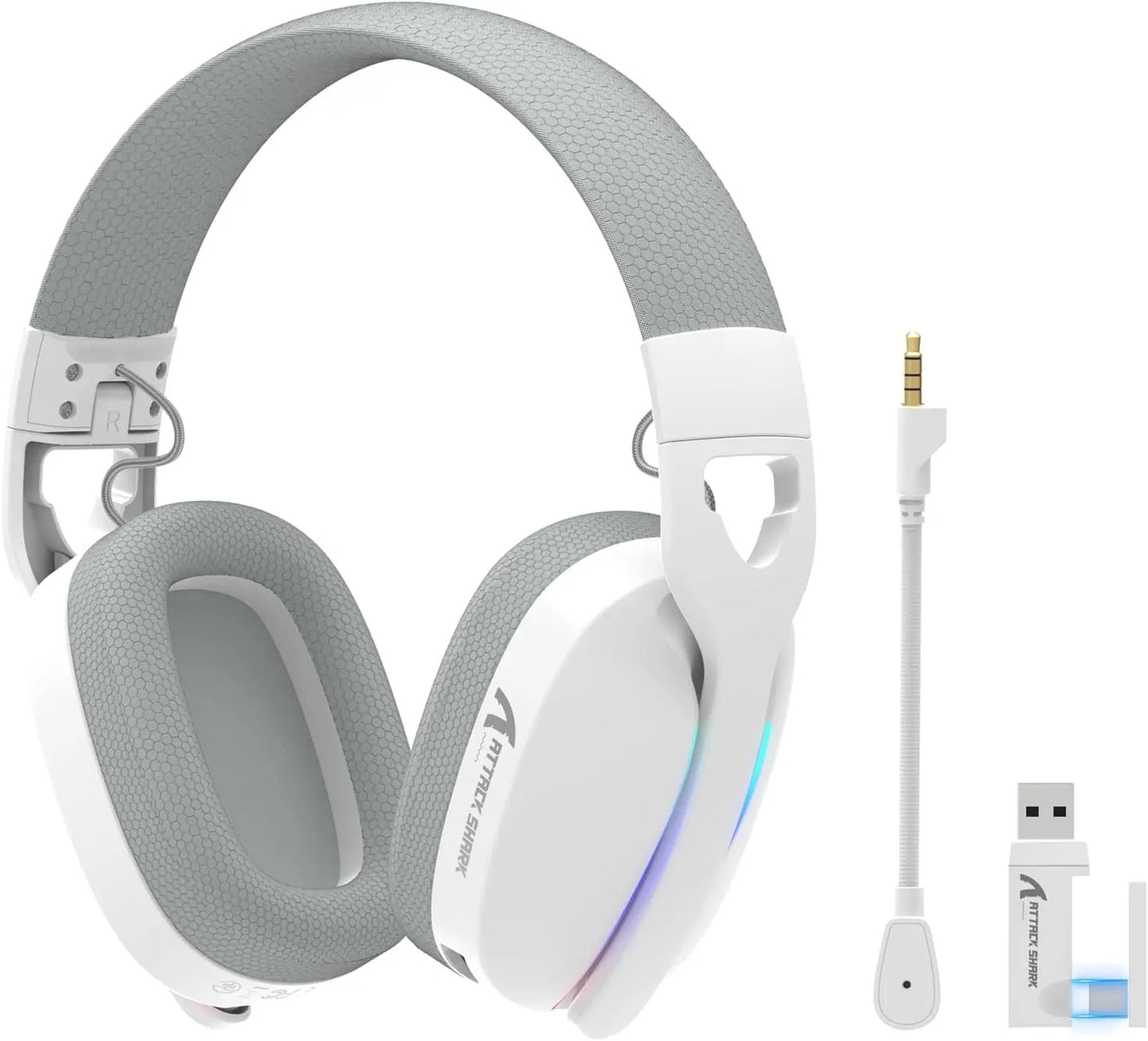 Auscultadores Gaming Sem Fios MAMBASNAKE x ATTACK SHARK L90 RGB – Auscultadores Gaming Dobráveis Tri-Mode Bluetooth 2.4G Sem Fios e com Fio, com Microfone Amovível