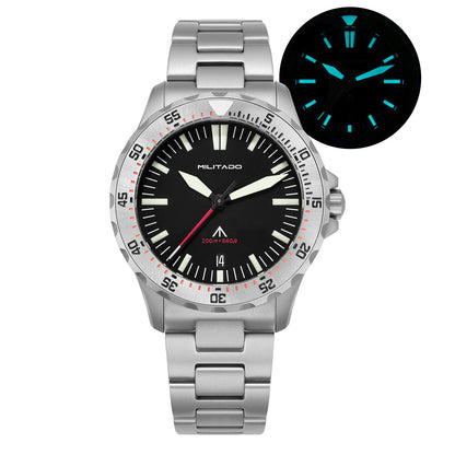 Militado Ml16 PVD Black Quartz Wrist Watches VH31/Ronda 515 39Mm Retro Watch Sapphire Luminous BGW9 200M Waterproof Dive Watch