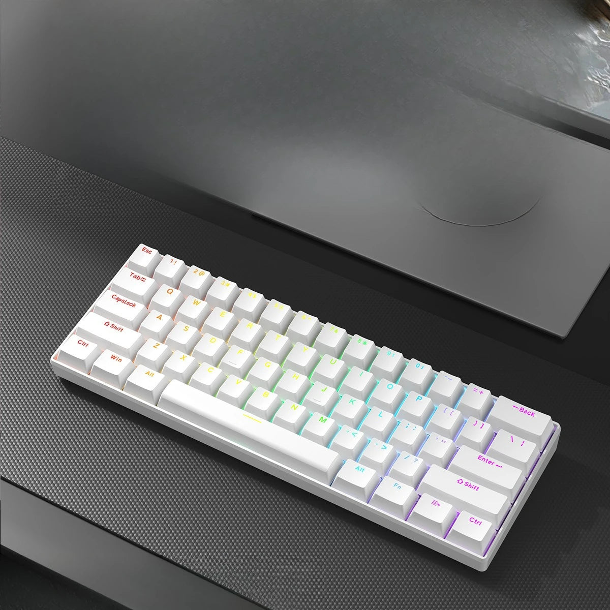 Wireless Gaming Mechanical Keyboard 60% RGB Bluetooth Keyboard, Triple Mode Wireless Mechanical Keyboard with 61 Keys, Compact RGB Gaming Keyboard for PC, Laptop & Tablet