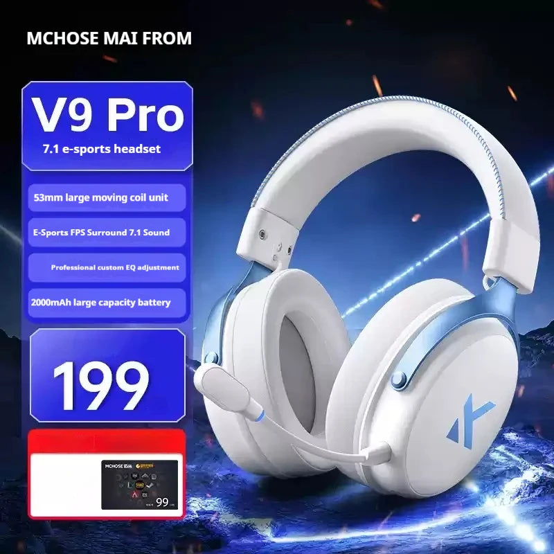 MCHOSE V9 Pro Wireless Bluetooth Headset with Tri-Mode Mic Noise Reduction Dynamic Sound And Low Delay Office And Gaming Gifts