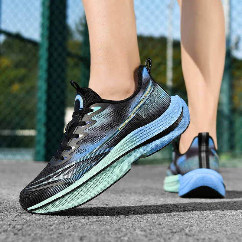 Löparskor för män i mesh, andningsbara, snörningsbara, bekväma, maraton-, sport- och fritidsskor, tennis-skor, stora storlekar, trendiga sneakers för män