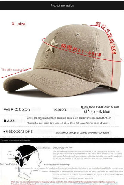 Big Head Plus Size baseball sapka, 100% pamut, férfiaknak és nőknek egyaránt, állítható „dad hat”, túlméretezett, 58–60 cm, 61–65 cm