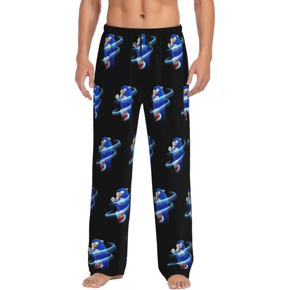 Custom Print Men's Soniced Pajama Pants Hedgehog Game Sleepwear Sleep Lounge Bottoms with Pockets