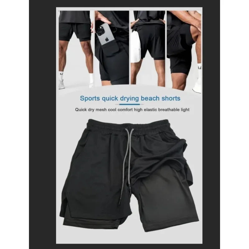Dragon Ball Japanese Animation Peripheral Double-layer Shorts 2025 Men's Trend Breathable Loose Sports Five-point Pants