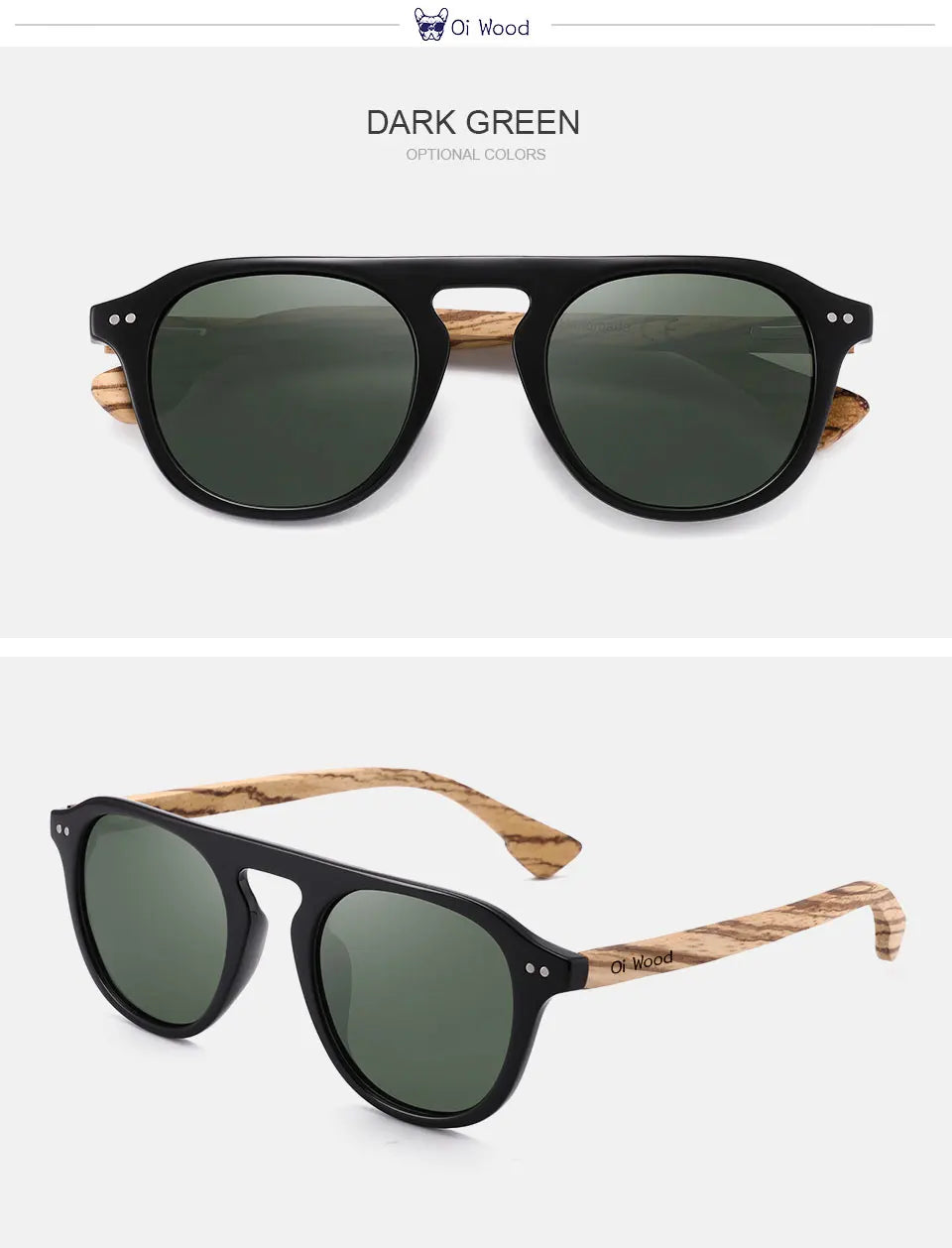 Oi Wood Brand Classic Sunglasses For Mem Women Polarized UV400 Protection Eyewear Wooden Black Glasses Zebra Wood