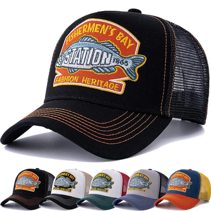 Unisex Summer Fishing Baseball Cap Breathable Mesh Trucker Hat Men Women Big Fish Fisherman Style Cap Fashion Outdoor Hat Cap