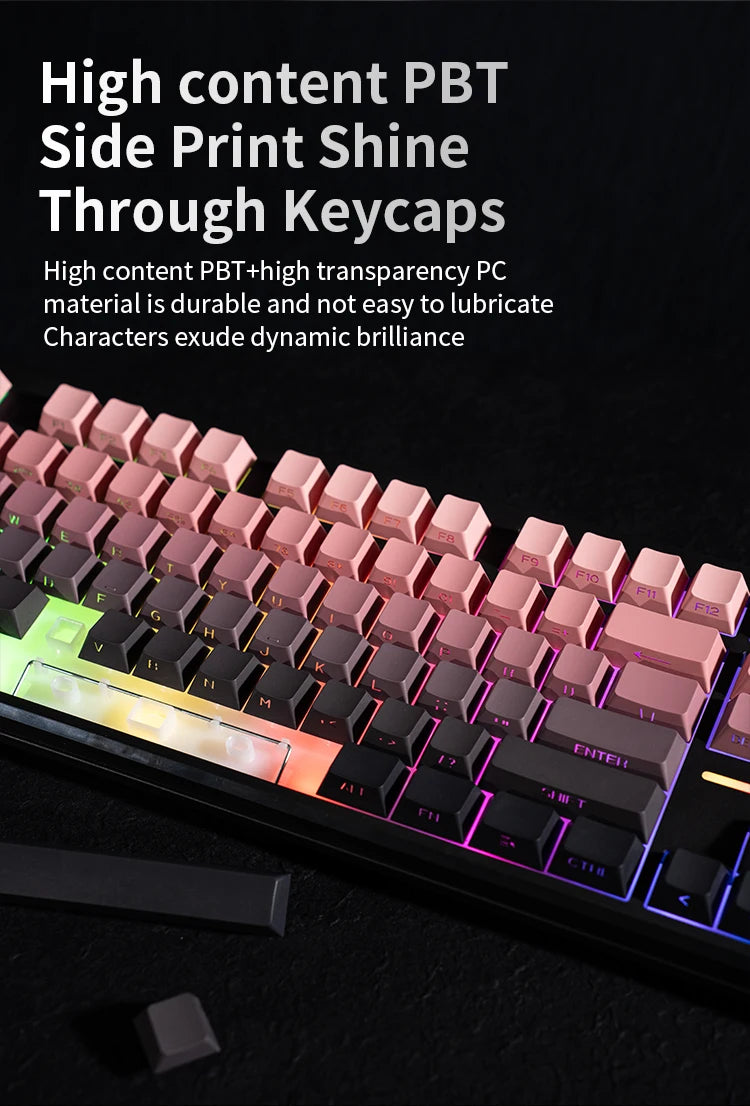 Teclado Bluetooth V108 Pro para escritório, baixo ruído, 2.4G, com e sem fios, layout completo, membrana com retroiluminação RGB