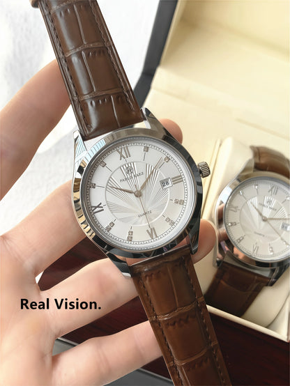 PABLO RAEZ Real Photos Top Brand Luxury Man Wristwatch Waterproof Diamond Date Leather Watch Quartz Fashion