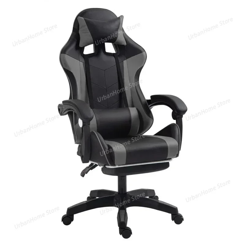 Ergonomic Gaming Chair with Reclining Backrest, Leather Computer Chair, Comfortable Swivel Office Gaming Chair with Adjustable Height & Armrests